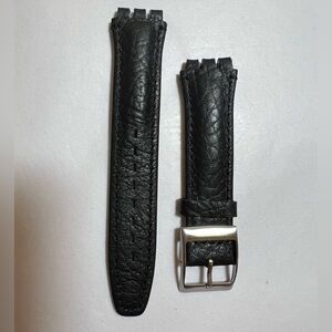 Tech Swiss Black Leather Watch Band Replacement 20mm